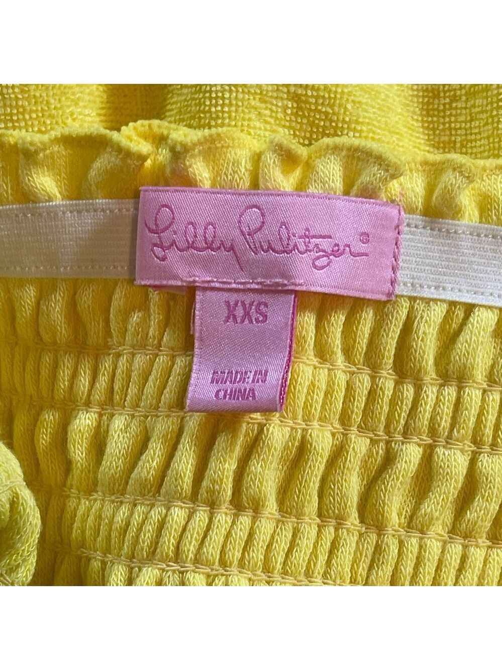 Lilly Pulitzer yellow strapless smocked dress stretchy terry cloth cover Sz XXS - Picture 2 of 8